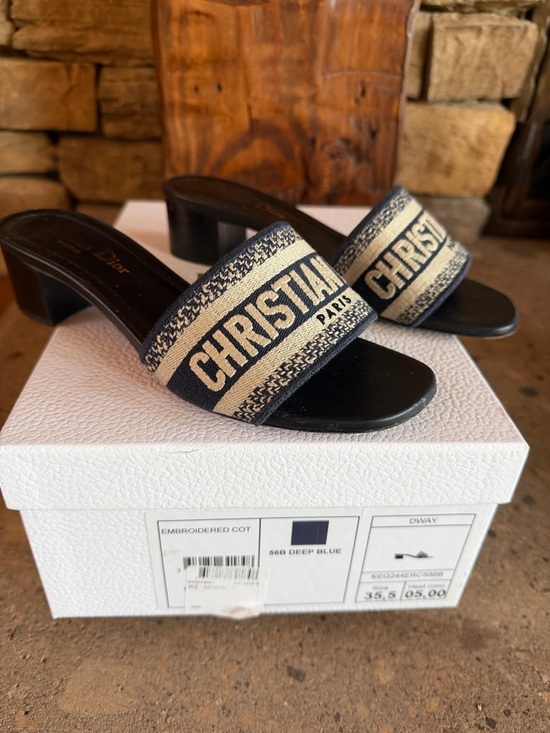 Dior Shoes - Auth. Dior Dway Embroidered Slide Heel Mule